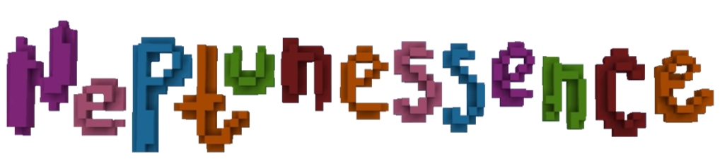 Neptune Essence header built with colorful concrete blocks in Minecraft